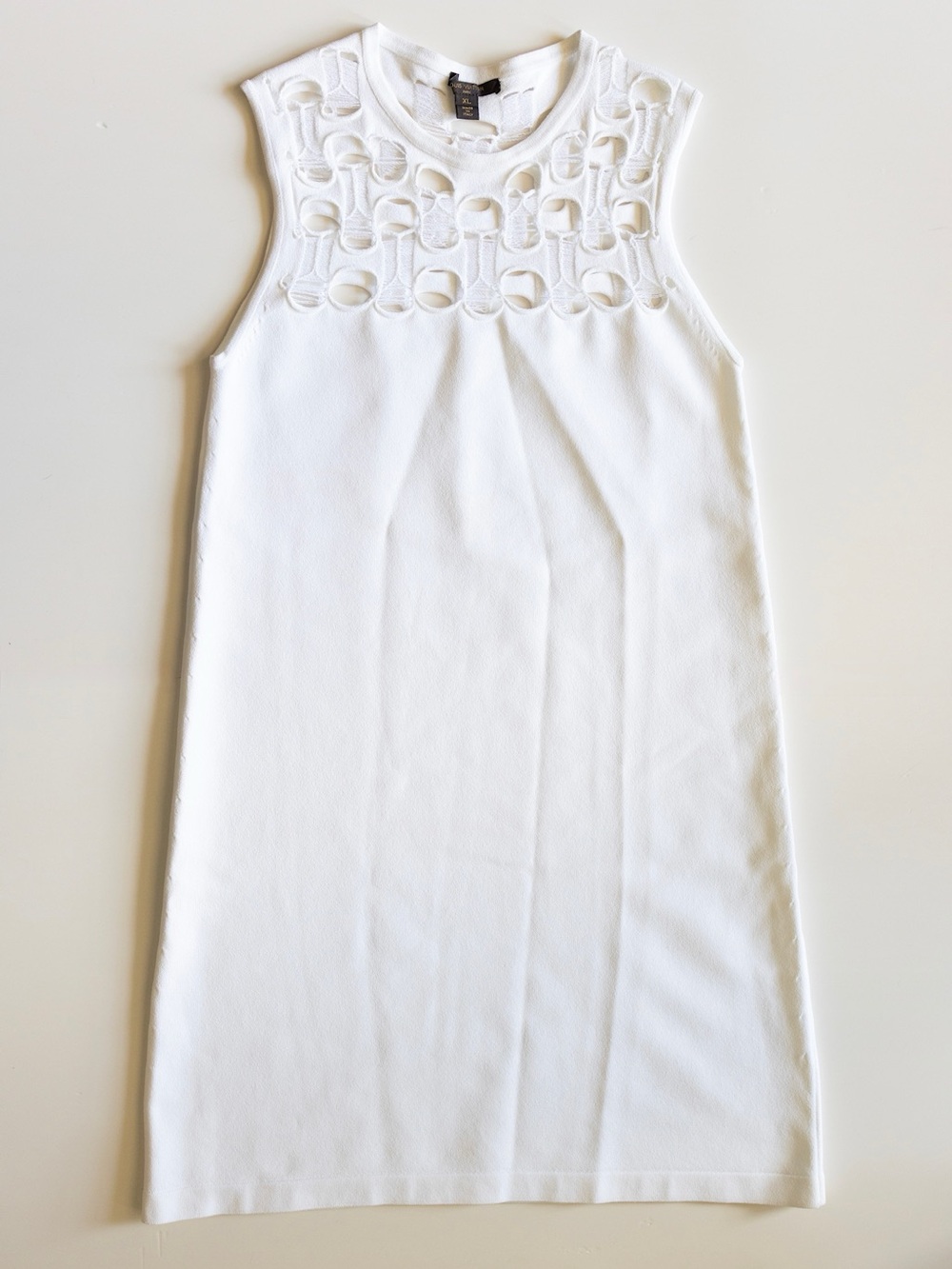 Louis Vuitton White Sleeveless Knit Dress with Cutout Yoke